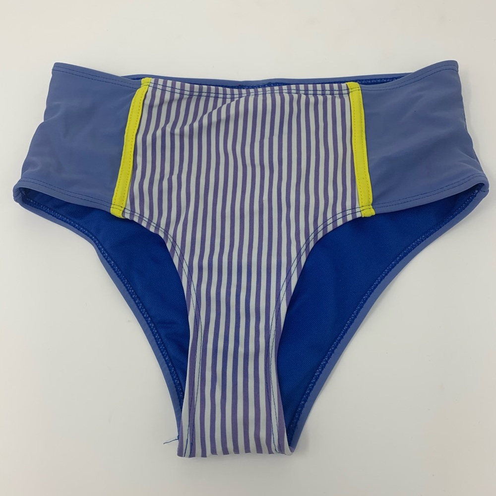 Forever 21 high-waist swim bottom blue/stripes